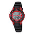 Calypso Digitale Unisex Uhr aus Kunststoff mit rotem Gehäuse, schwarzem Band, Stoppuhr, Alarm und Beleuchtung (ca. 38 mm, 10 bar)