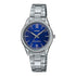 Casio Damen Analog Quarzuhr mit Edelstahlgehäuse und Edelstahlarmband, blaues Zifferblatt