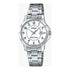 Casio Damen Analog Quarzuhr mit Edelstahlgehäuse und Edelstahlarmband, weißes Zifferblatt mit Datumsanzeige