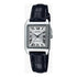 Casio Damen Analog Quarzuhr mit Metallgehäuse und Lederarmband, schwarzes Zifferblatt