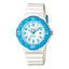 Montre de plongée analogique pour femme avec bracelet en résine bleue, lunette tournante et date