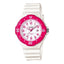 Montre de plongée analogique pour femme avec bracelet en résine rouge, lunette tournante et date