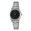 Montre à quartz pour femme en acier inoxydable avec cadran noir et bracelet en acier inoxydable