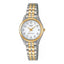 Montre à quartz pour femme, aspect doré, cadran clair et bracelet en acier inoxydable