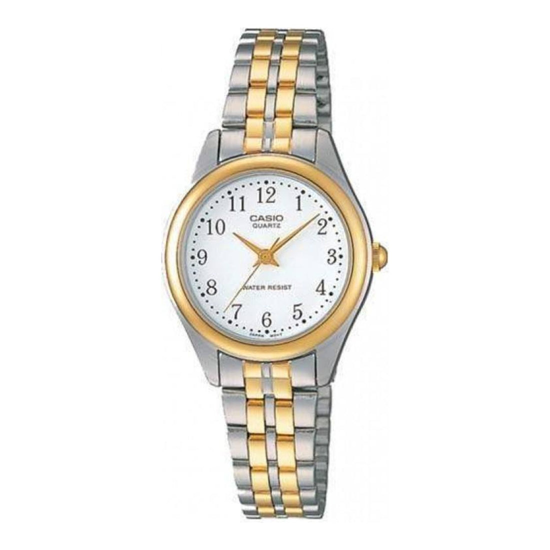 Casio Damen Quarzuhr in Goldoptik mit hellem Zifferblatt und Edelstahlarmband