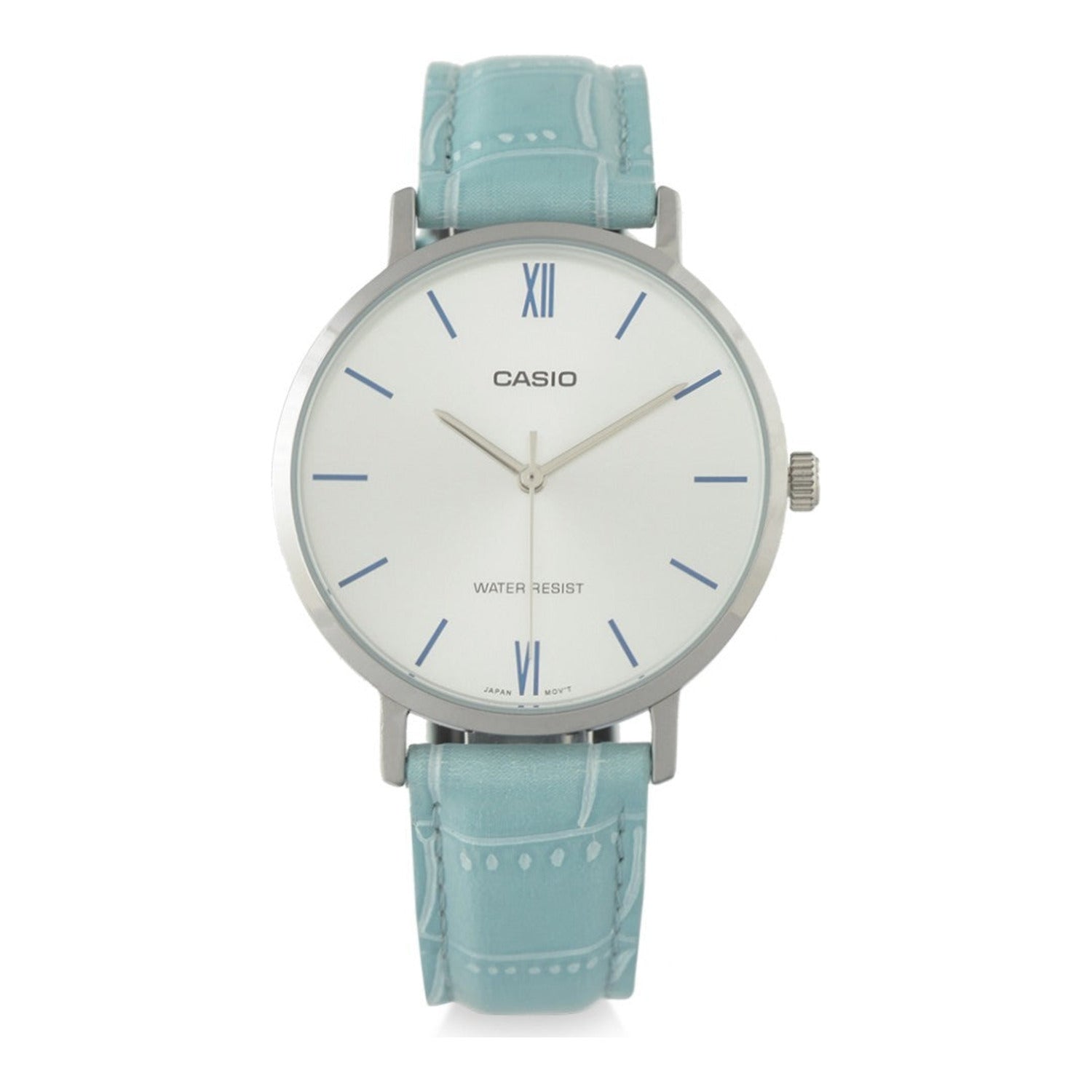 Montre Casio pour femme à quartz, cadran clair et bracelet en cuir blanc