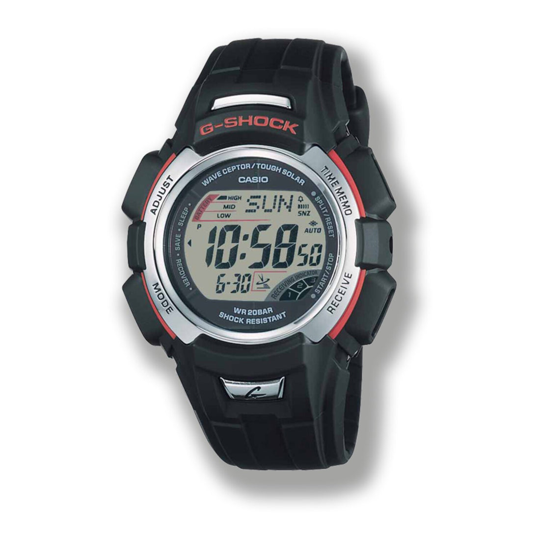 Casio Digitale Quarzuhr mit Resin Gehäuse und Resinarmband, schwarzes Display (50 m)