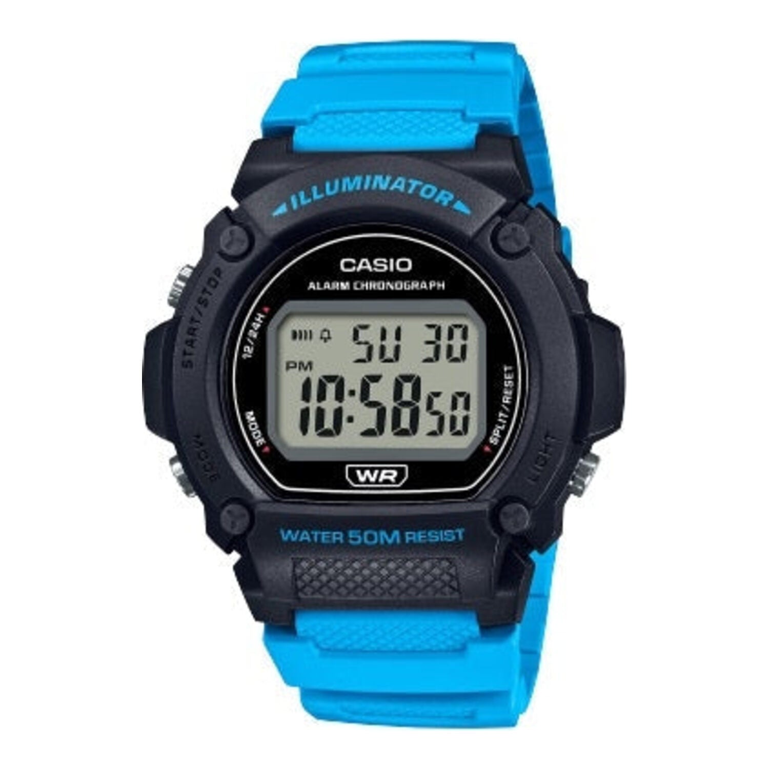Montre de sport numérique Casio W 219H (noir/bleu)