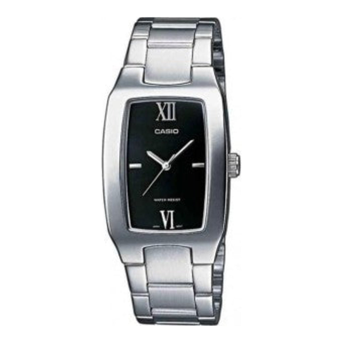 Casio Herren Analog Quarzuhr mit Edelstahlgehäuse und Edelstahlarmband, schwarzes Zifferblatt