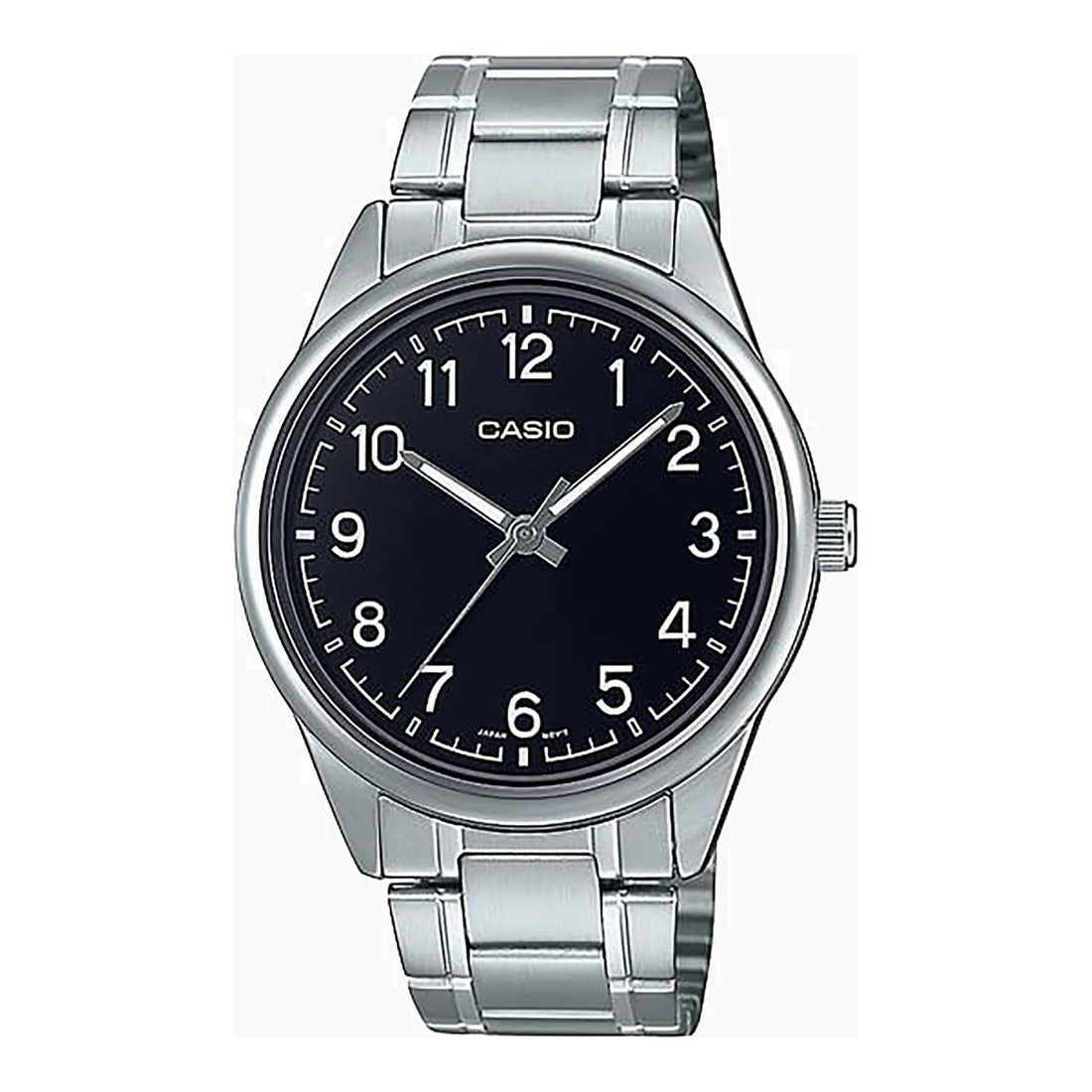 Casio Herren Analog Quarzuhr mit Edelstahlgehäuse und Edelstahlarmband, schwarzes Zifferblatt