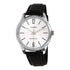 Casio Herren Analog Quarzuhr mit Edelstahlgehäuse und Lederarmband, weißes Zifferblatt