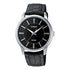 Casio Herren Analog Quarzuhr mit Metallgehäuse und Lederarmband, schwarzes Zifferblatt