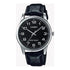 Casio Herren Analog Quarzuhr mit Metallgehäuse und Lederarmband, schwarzes Zifferblatt