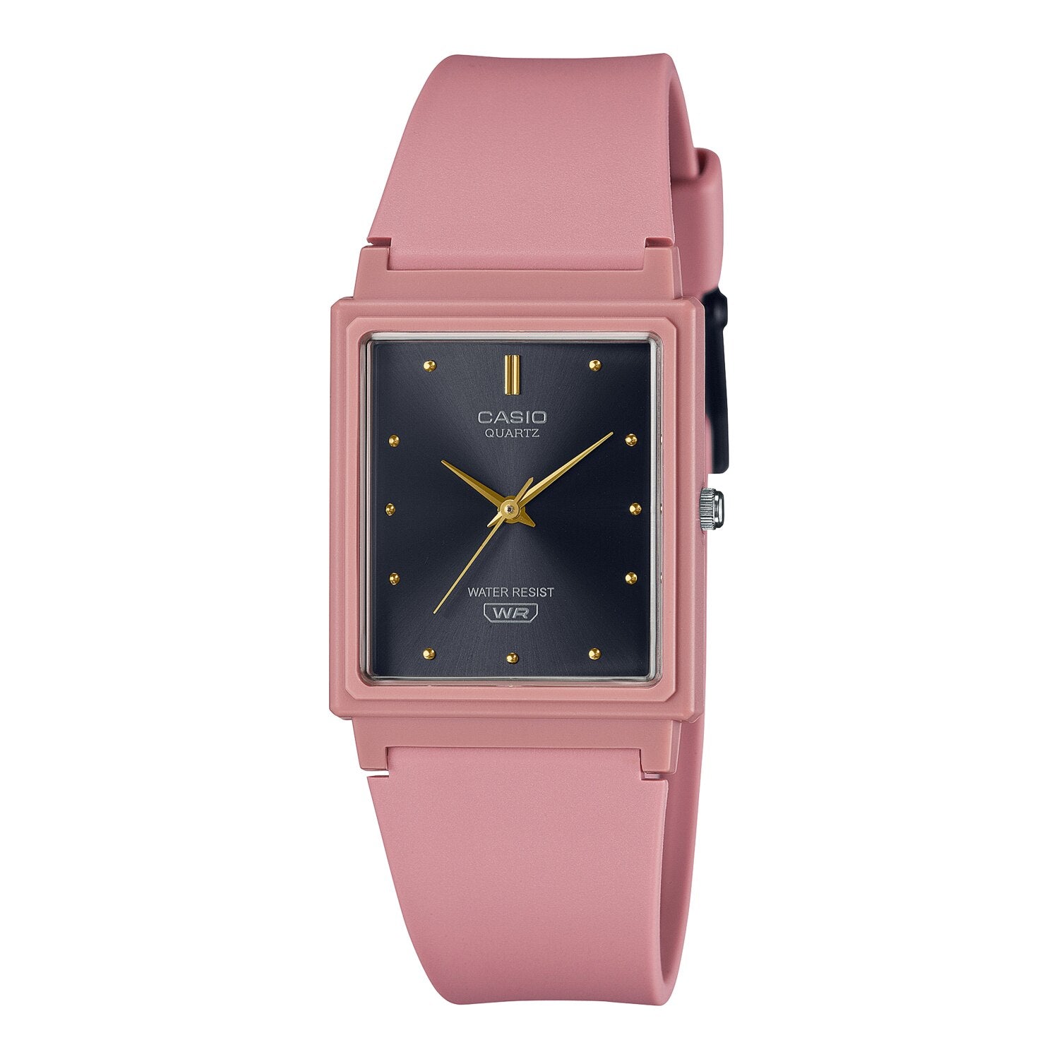Montre Casio pour homme, analogique à quartz, avec boîtier et bracelet en résine, cadran noir et affichage de la date.