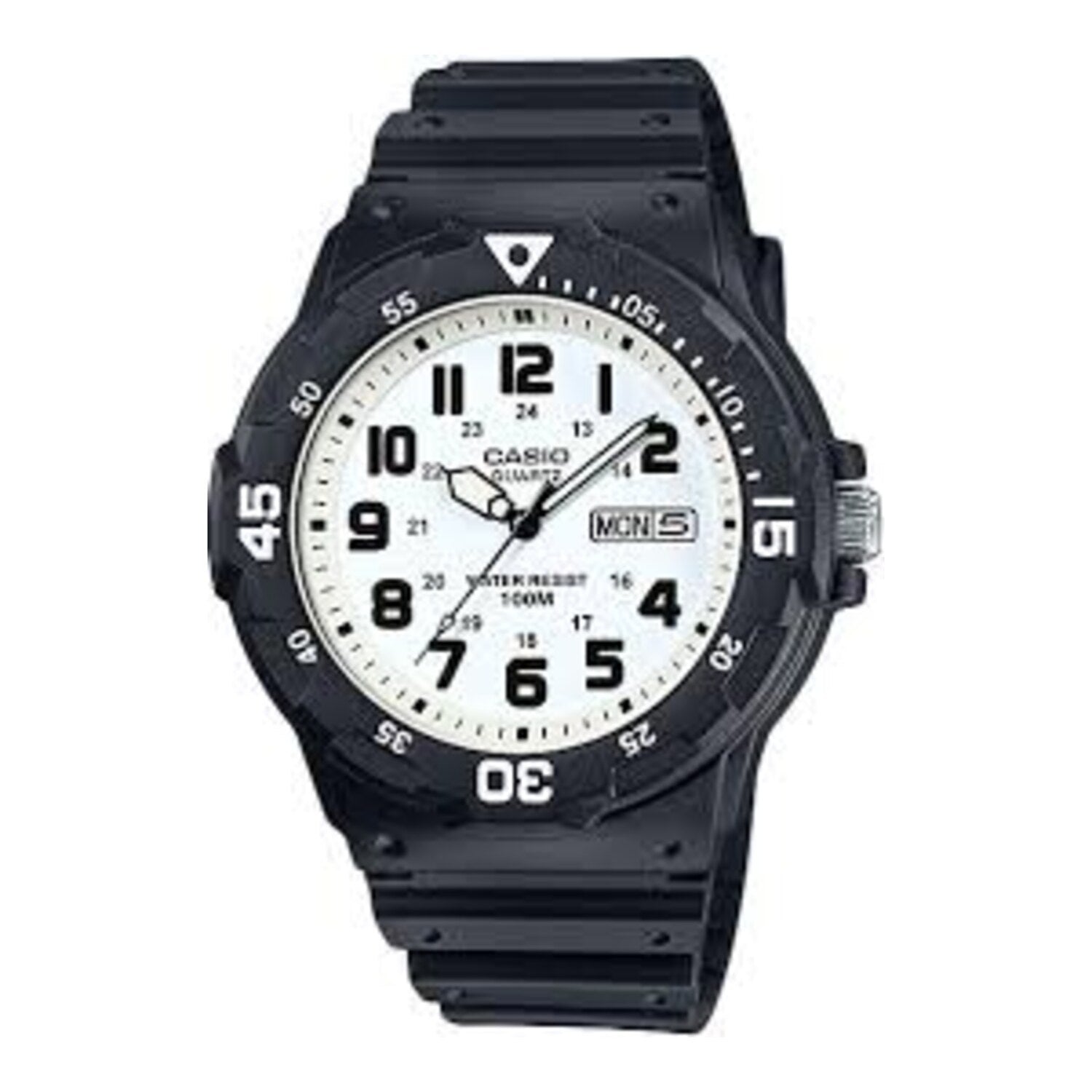 Montre Casio pour homme, analogique à quartz, boîtier et bracelet en résine, cadran blanc