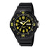 Casio Herren Analoguhr im Sportdesign mit gelbem Resinarmband, Drehlünette und Datum