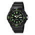 Casio Herren Analoguhr im Sportdesign mit grünem Resinarmband, Drehlünette und Datum