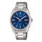 Men's quartz watch made of stainless steel with blue dial, date and stainless steel bracelet