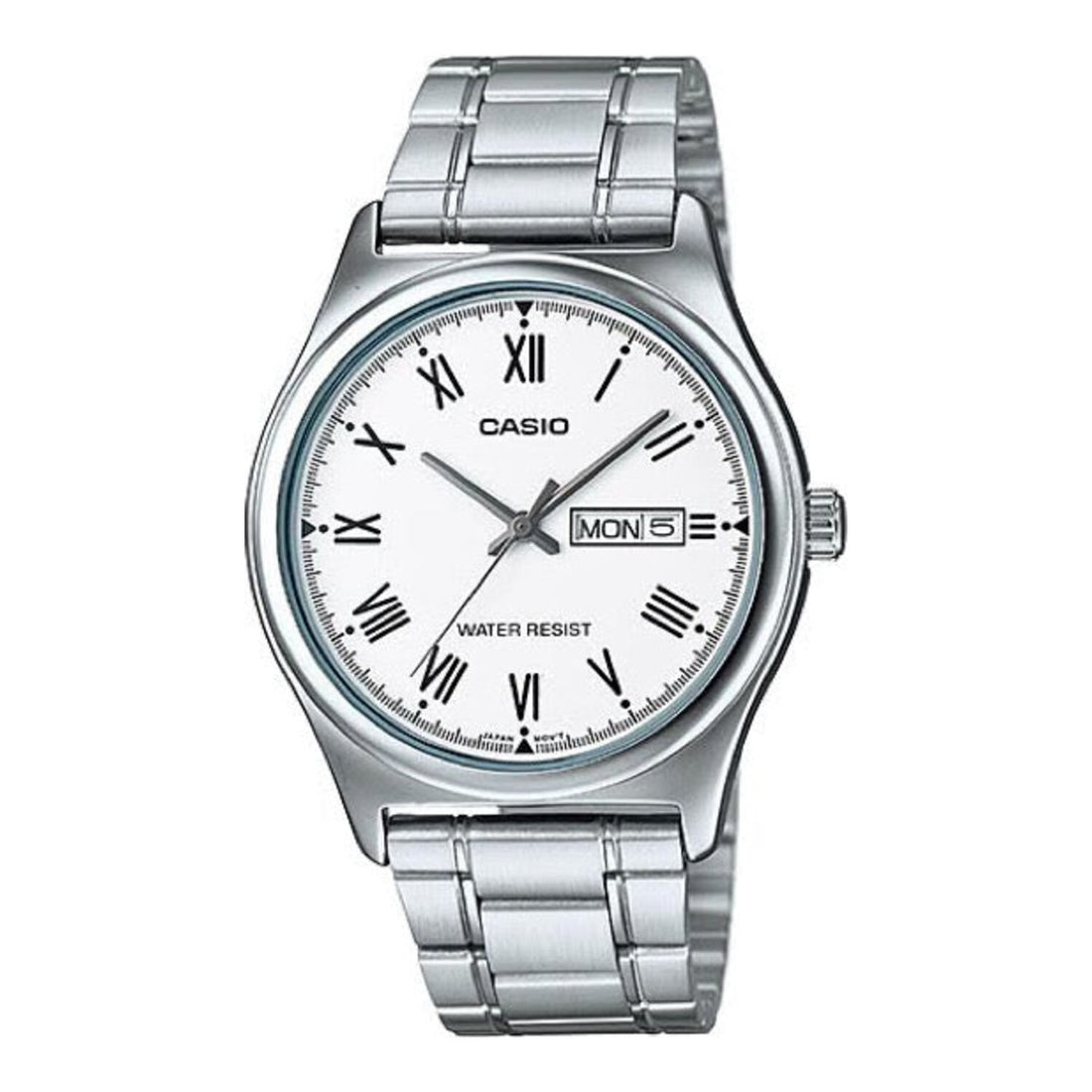 Casio Herren Quarzuhr aus Edelstahl mit hellem Zifferblatt und Edelstahlarmband