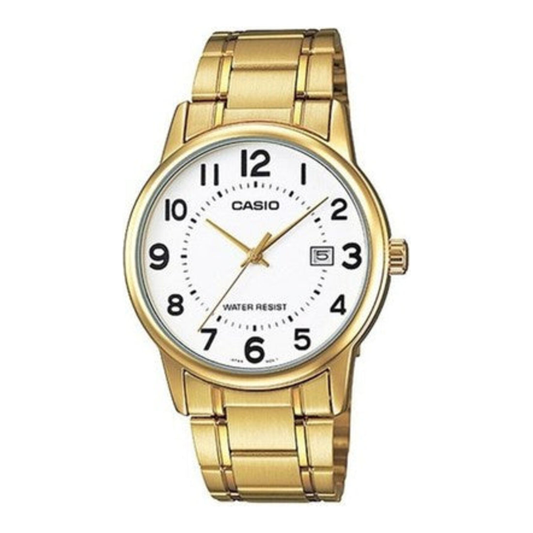 Casio Herren Quarzuhr in Goldoptik mit hellem Zifferblatt und Edelstahlarmband