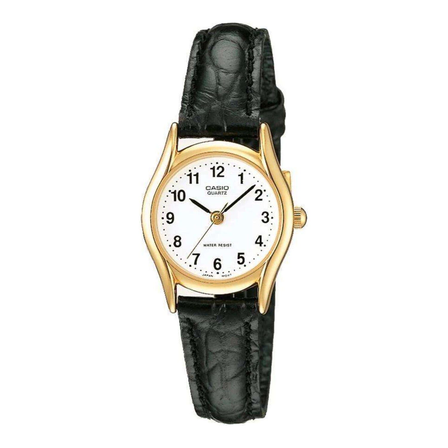 Montre Casio Classic pour femme à quartz, cadran clair et bracelet en cuir noir