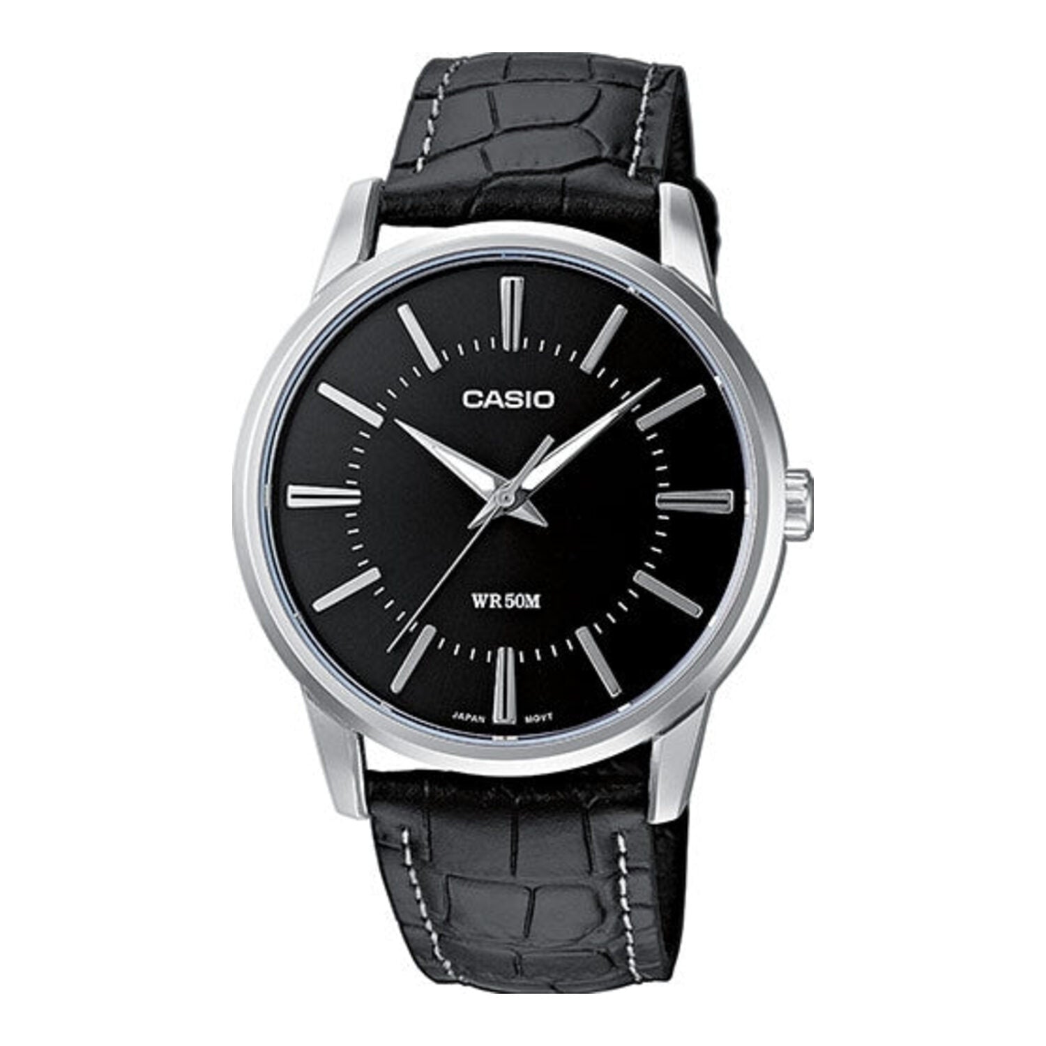 Montre Casio Classic pour homme avec bracelet en cuir (MTP 1303PL 1A, noir)