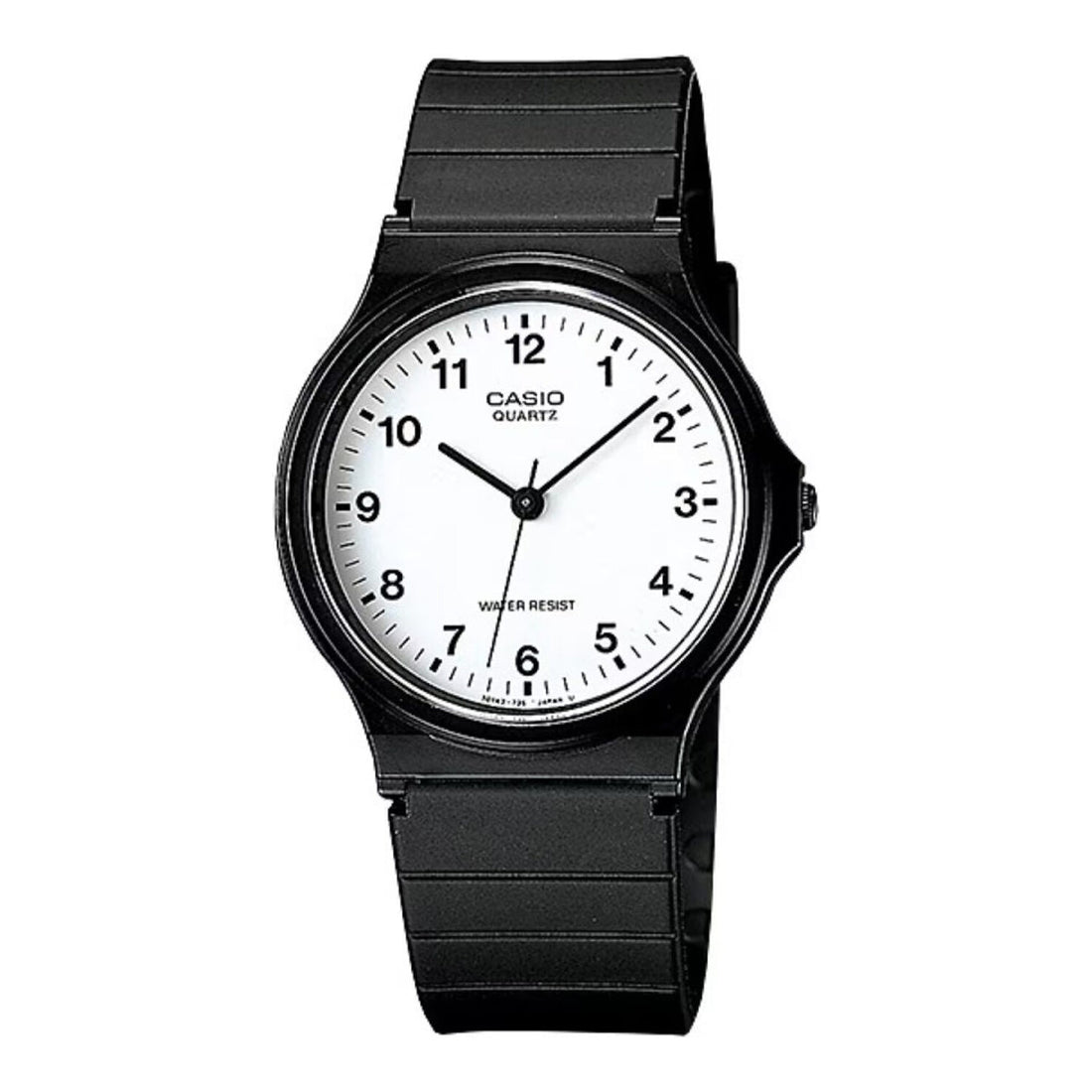 Casio Klassische Unisex Quarzuhr mit hellem Zifferblatt und schwarzem Resinarmband