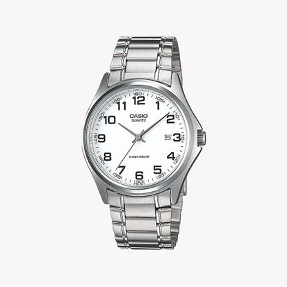 Casio Herren Quarzuhr aus Edelstahl mit hellem Zifferblatt und Edelstahlarmband