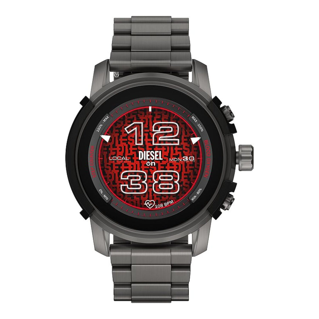 Diesel Touchscreen Smartwatch aus dunkelgrauem Edelstahl mit Edelstahlarmband und Schnellladefunktion (45,5 mm)