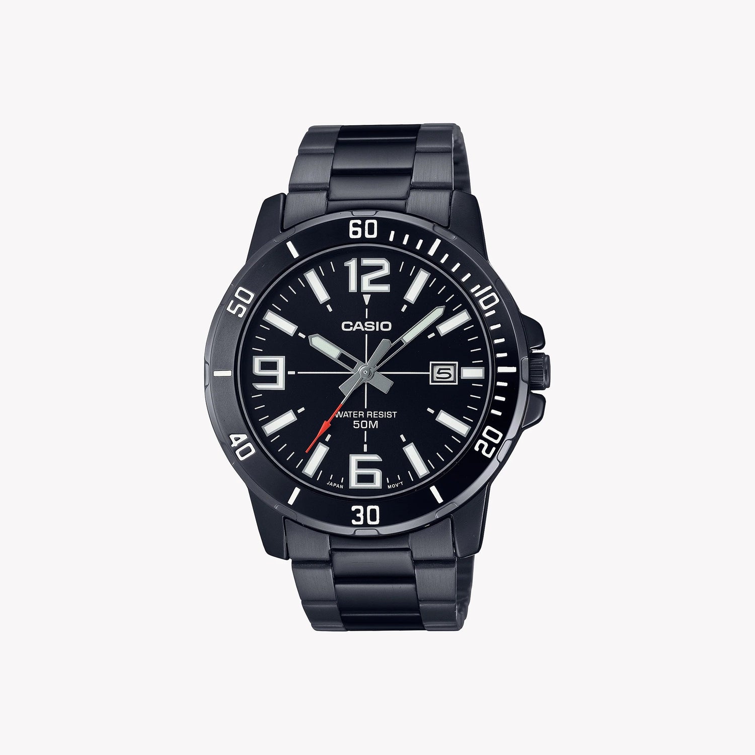 Casio Herren Analog Quarzuhr mit Resin Gehäuse und Resinarmband, schwarzes Zifferblatt mit Datumsanzeige