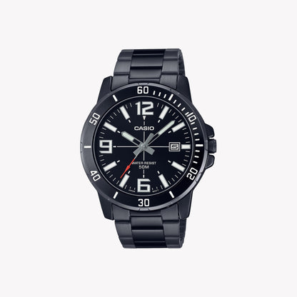 Casio Herren Analog Quarzuhr mit Resin Gehäuse und Resinarmband, schwarzes Zifferblatt mit Datumsanzeige