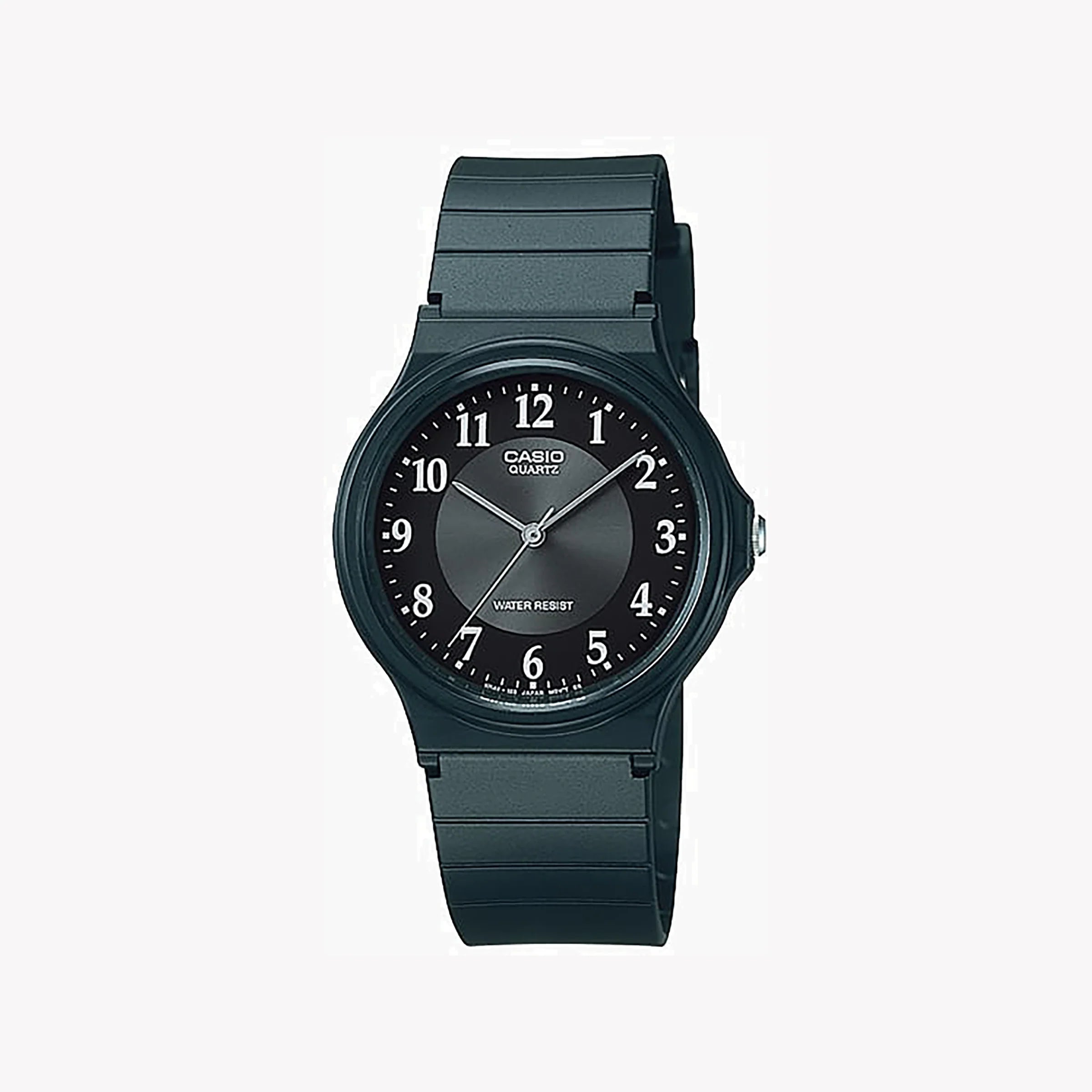 Casio Analoge Quarzuhr mit Resin Gehäuse und Resinarmband, schwarzes Zifferblatt