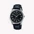 Casio Herren Analog Quarzuhr mit Metallgehäuse und Lederarmband, schwarzes Zifferblatt