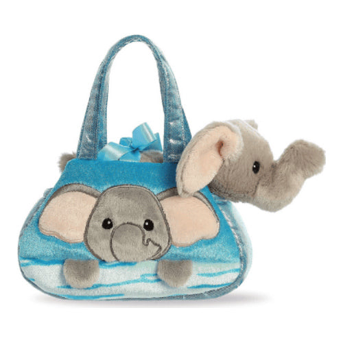 fancy blau grauer peek a boo elefant in einer tragetasche ca 21 cm plueschfigur