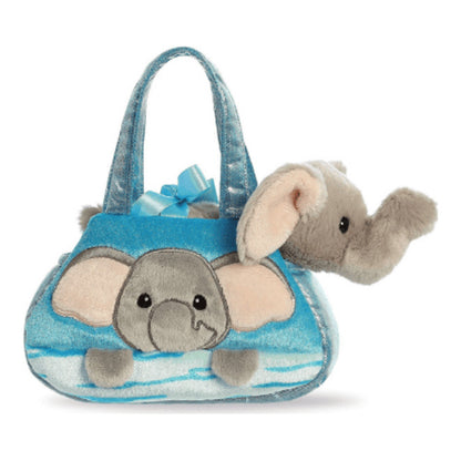 fancy blau grauer peek a boo elefant in einer tragetasche ca 21 cm plueschfigur