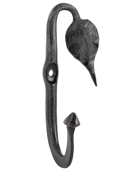 Handgeschmiedeter Wandhaken Blatt, 10 cm