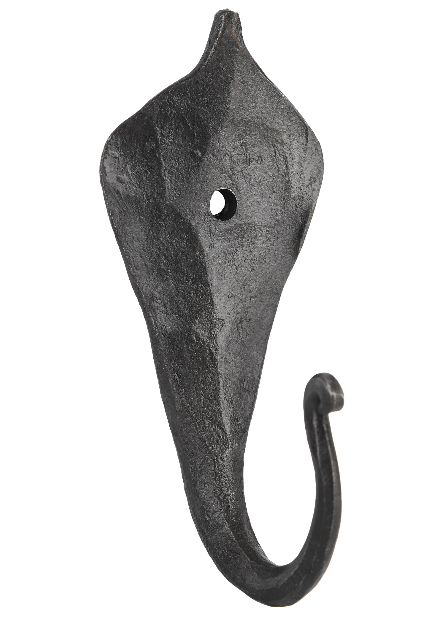 Handgeschmiedeter Wandhaken mit Blatt Motiv (9 cm)
