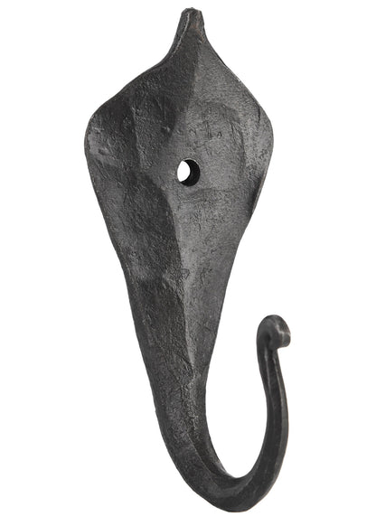 Handgeschmiedeter Wandhaken mit Blatt Motiv (9 cm)