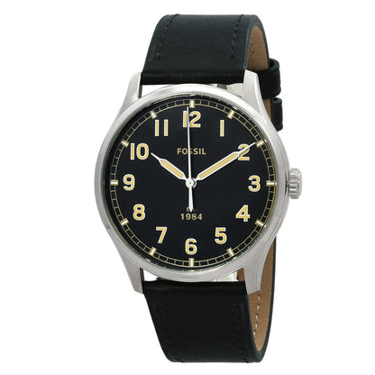 Fossil Dayliner Three Hand Black Leather Watch