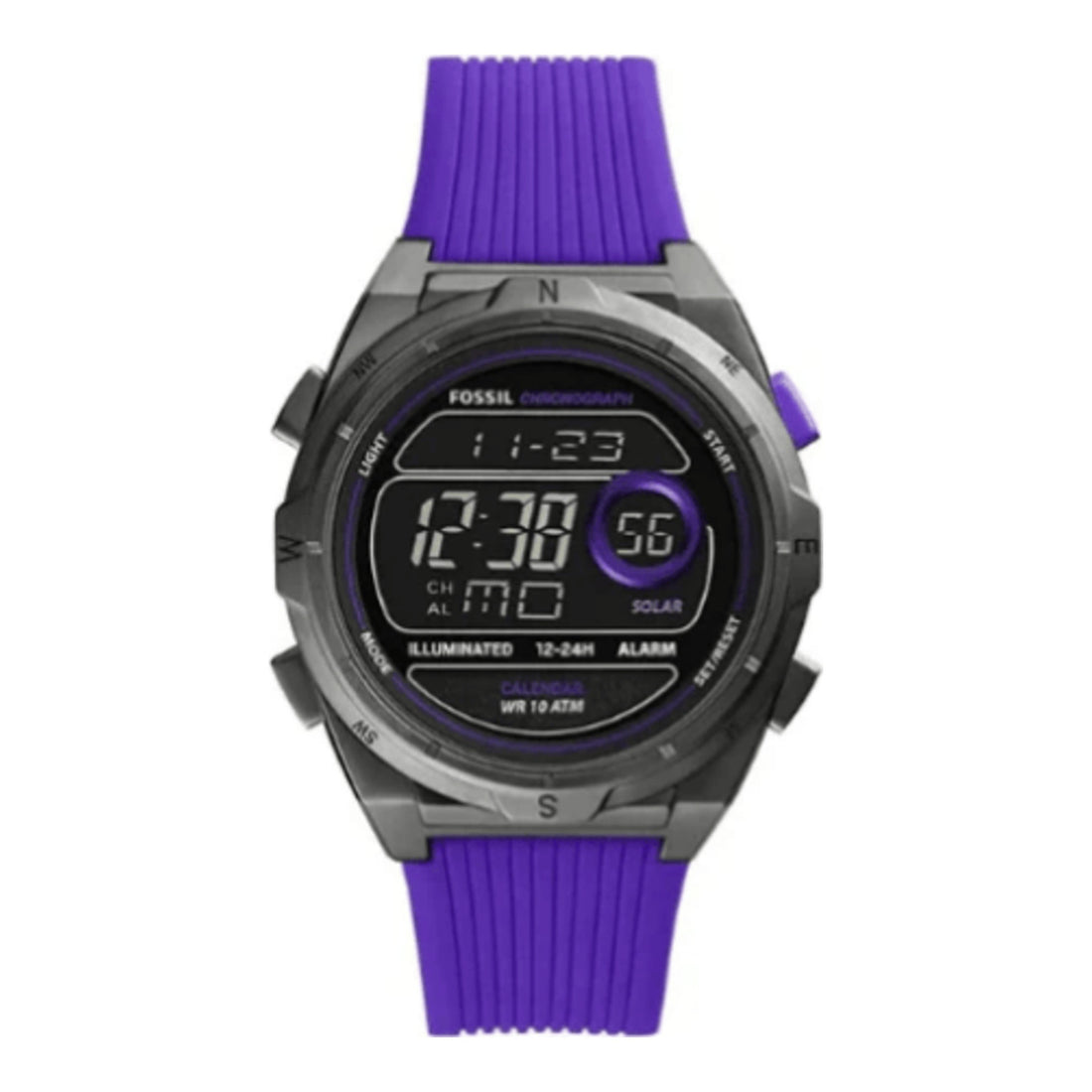 Fossil Everett Solar Powered Digital Purple Resin Watch