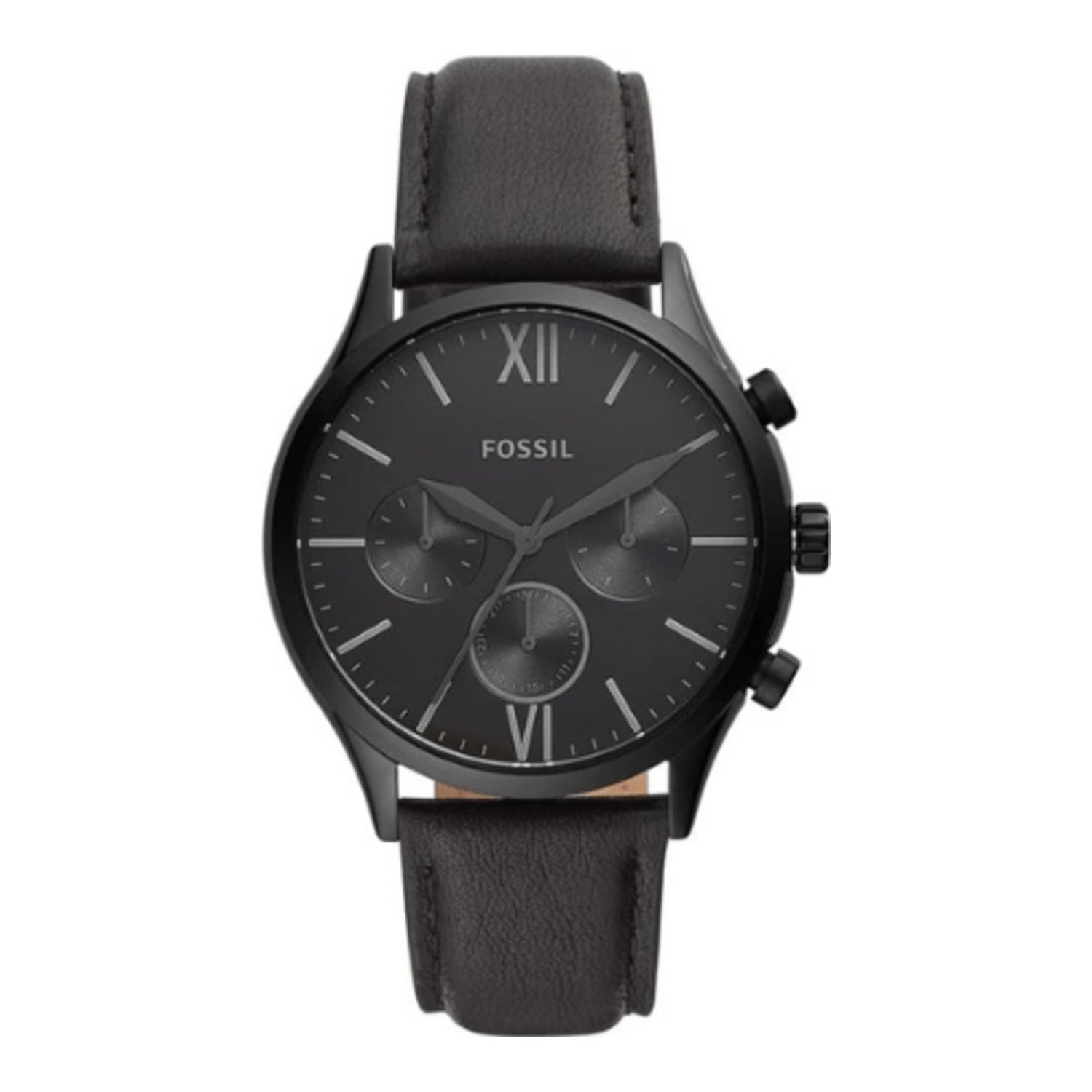 Fossil Fenmore Multifunction Black Leather Watch