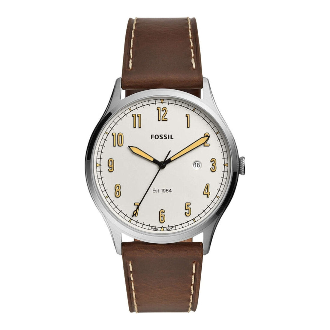Fossil Forrester Three Hand Cream Dial Brown Leather Watch