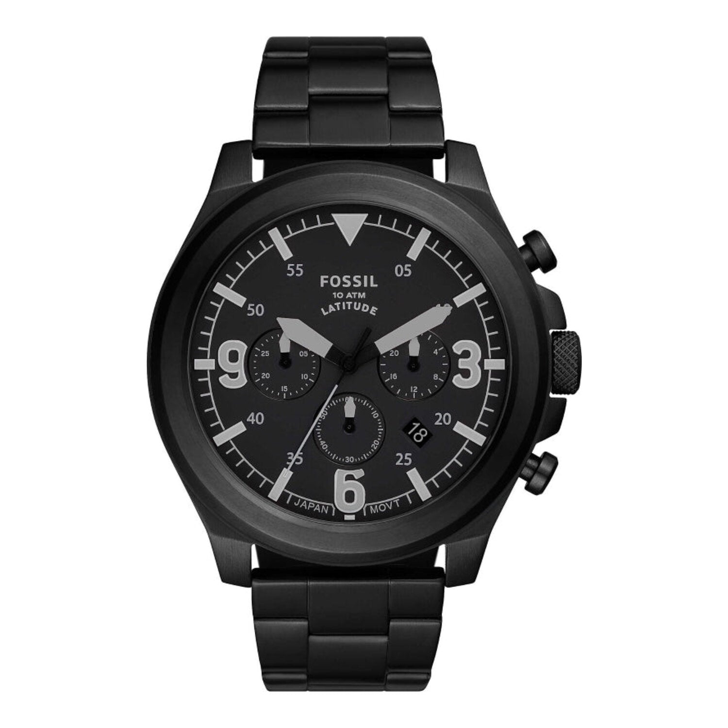 Fossil Latitude Chronograph Black Stainless Steel Watch