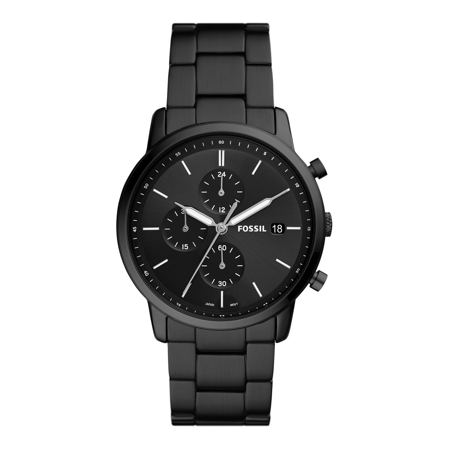 Reloj cronógrafo minimalista Fossil de acero inoxidable negro