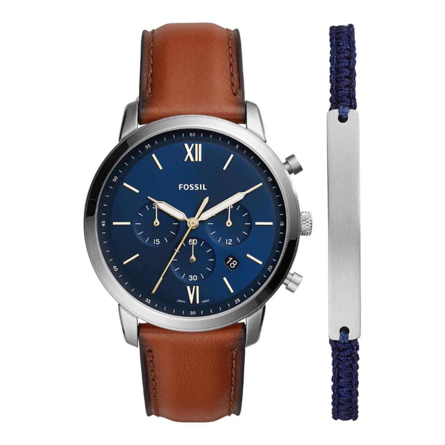 Coffret chronographe Fossil Neutra en cuir marron