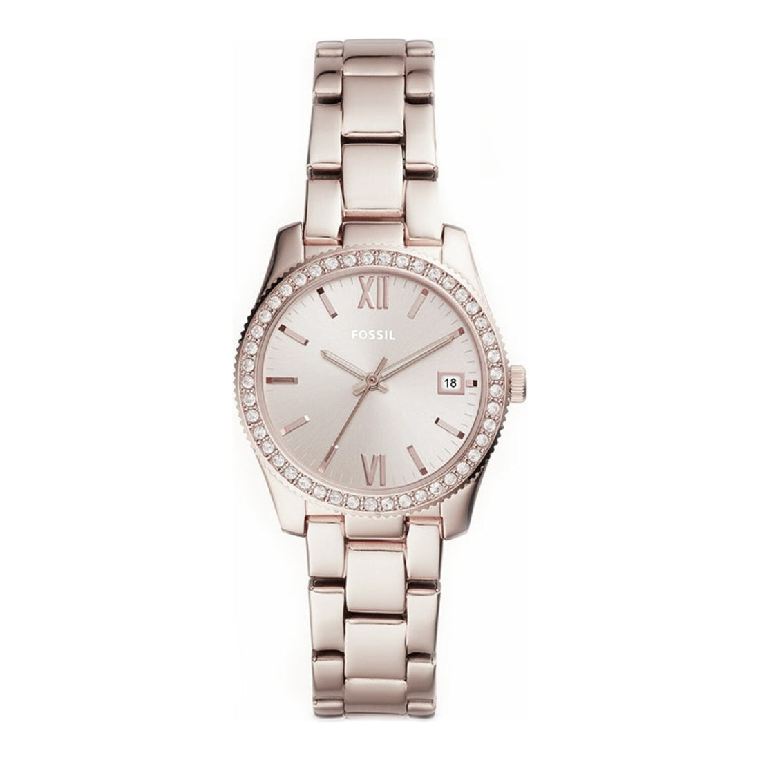 Fossil Scarlette Mini Three Hand Date Pastel Pink Stainless Steel Watch