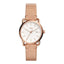 Montre Commuter à trois aiguilles avec date et bracelet en cuir doré rose