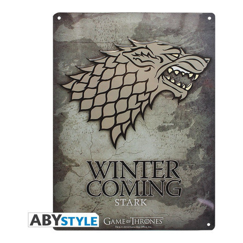 game of thrones stark metallplatte emblem