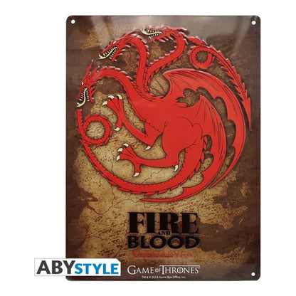 game of thrones targaryen metallplatte emblem