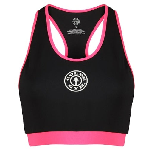 Golds Gym Ggltop025 Ladies Crop Top Blk Pink Xs